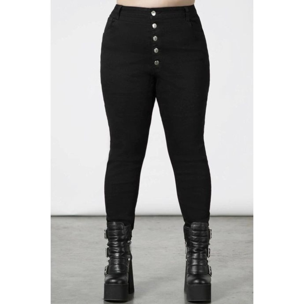 Killstar Raven Cross Black Skinny Jeans Alternative Goth High Waist 4XL